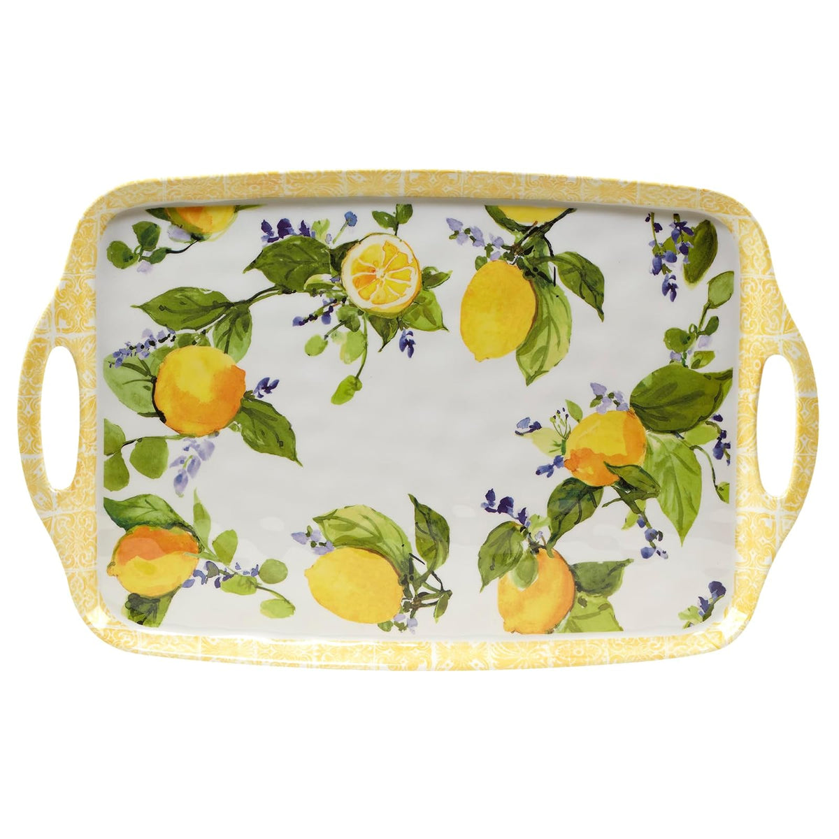 Certified International Tray, 19" x 12" x 2", Yellow