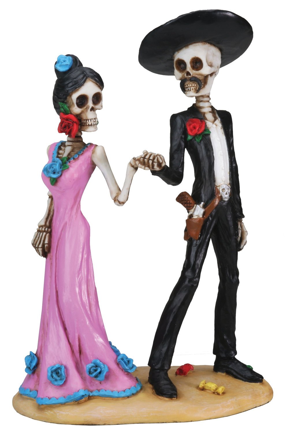 Pacific Trading Day of The Dead Skeleton Couple Holding Hands Figurine