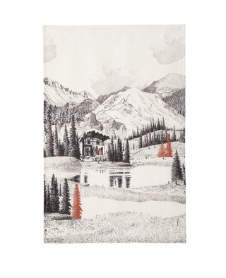 Coucke French Linen Digitally Printed Towel, Paysage Montagnard, 20-Inches by 30-Inches, Multi Colored, 100% Linen