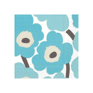 ihr SINCE 1977 Disposable Napkin, 20 Count (Pack of 1), Unikko Turquoise