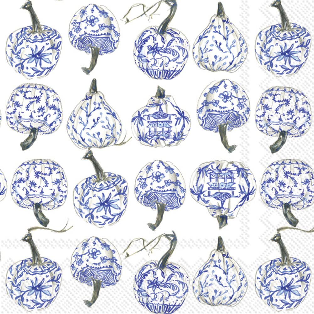 Boston International Rosanne Beck Fall Autumn Halloween Thanksgiving IHR 3-Ply Paper Napkins, 20-Count Lunch Size, Royal Pumpkins