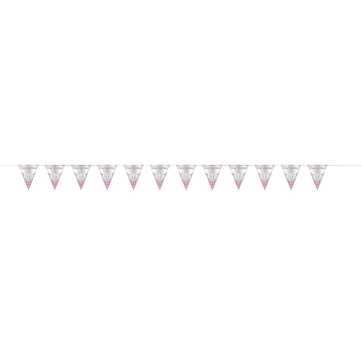 Unique Industries Fancy Pink Cross Communion Foil Pennant Banner - 1 Pc