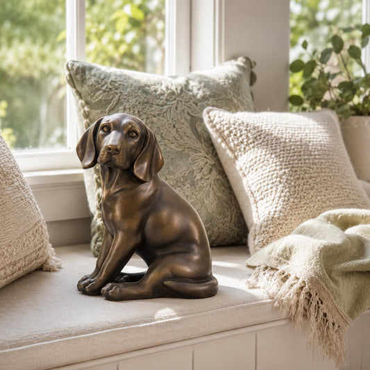 Comfy Hour Doggyland Collection 7" Stone Resin Sitting Labrador Dog Desktop Decorative Figurine, Copper