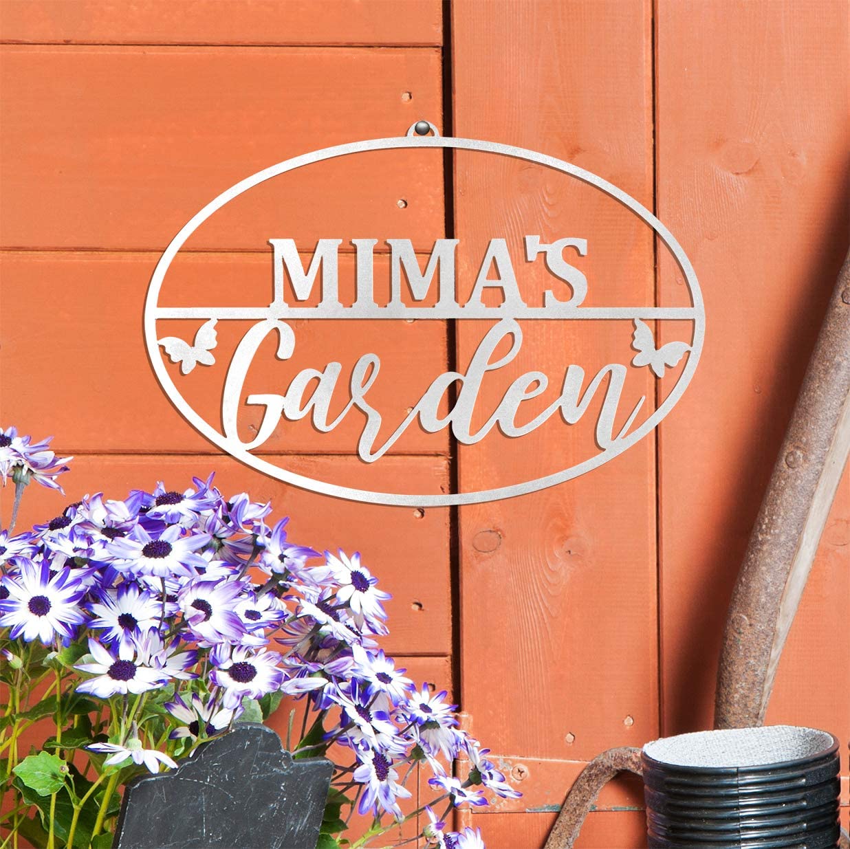 ROCC RUSTED ORANGE CRAFTWORKS CO. Garden Oval for Her (Mima's)-Garden Signs Decorative Outdoor-Grandma's Garden Sign-Outdoor Signs-mom's Garden-Grandma Garden Decor-Gardening Signs-Grandmas Garden