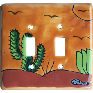 Fine Crafts & Imports Wall Plate, Ceramic, Desert Double Toggle