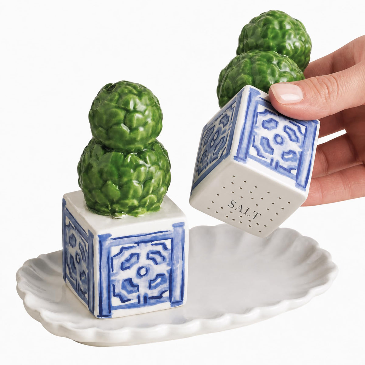 Mud Pie Food Shaker, tray 1 3/4" x 3 1/2"/shaker 2 3/4" x 1 1/4", Green