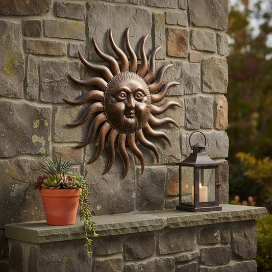 Comfy Hour 31 Inch Large Metal Sun Wall Art, 3D Sunface Decor
