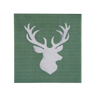 Santa Barbara Design Studio Disposable Napkin, 5"x 5", Silver Foil Deer