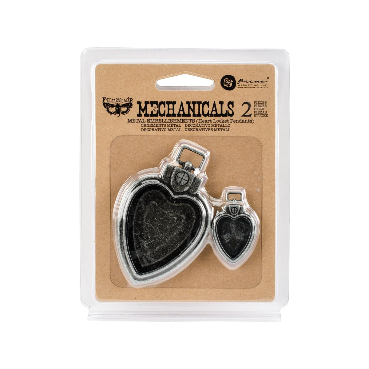 PRIMA MARKETING INC Charm, Mechanicals Heart Locket Pendants - 2 pcs, Multicolor