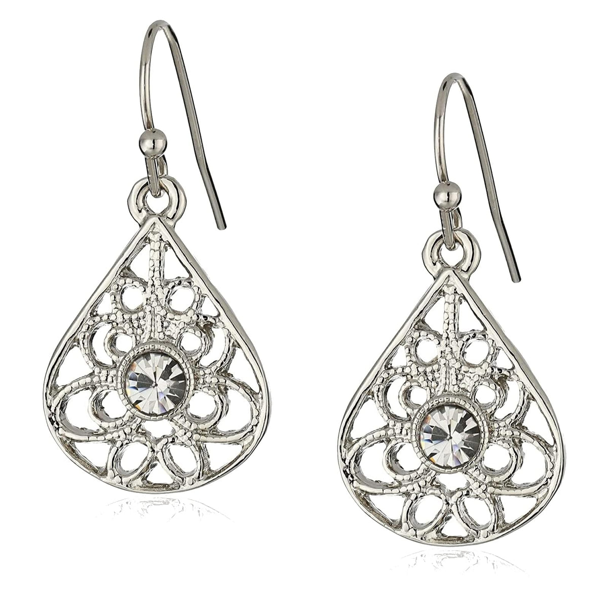 1928 Jewelry Company Earring, 1.18"L x 0.54"W, Crystal Clear