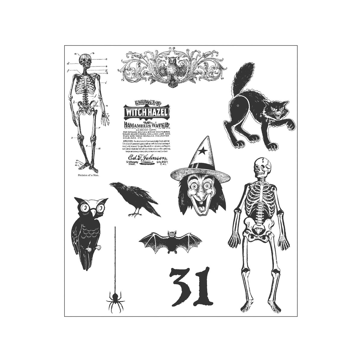 Stampers Anonymous Rubber Stamp, 8-1/2x7 inch, Mini Halloween 2