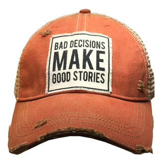 VINTAGE LIFE Hat, Bad Decisions Good Story (Orange), Baseball