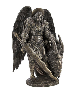 Pacific Trading Giftware Saint Michael Slaying The Evil Dragon Mighty Warrior and Protector San Miguel Statue (10 inch)
