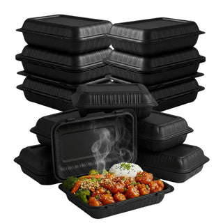 ProTakeOut Food Storage Container, 9" x 6", Black