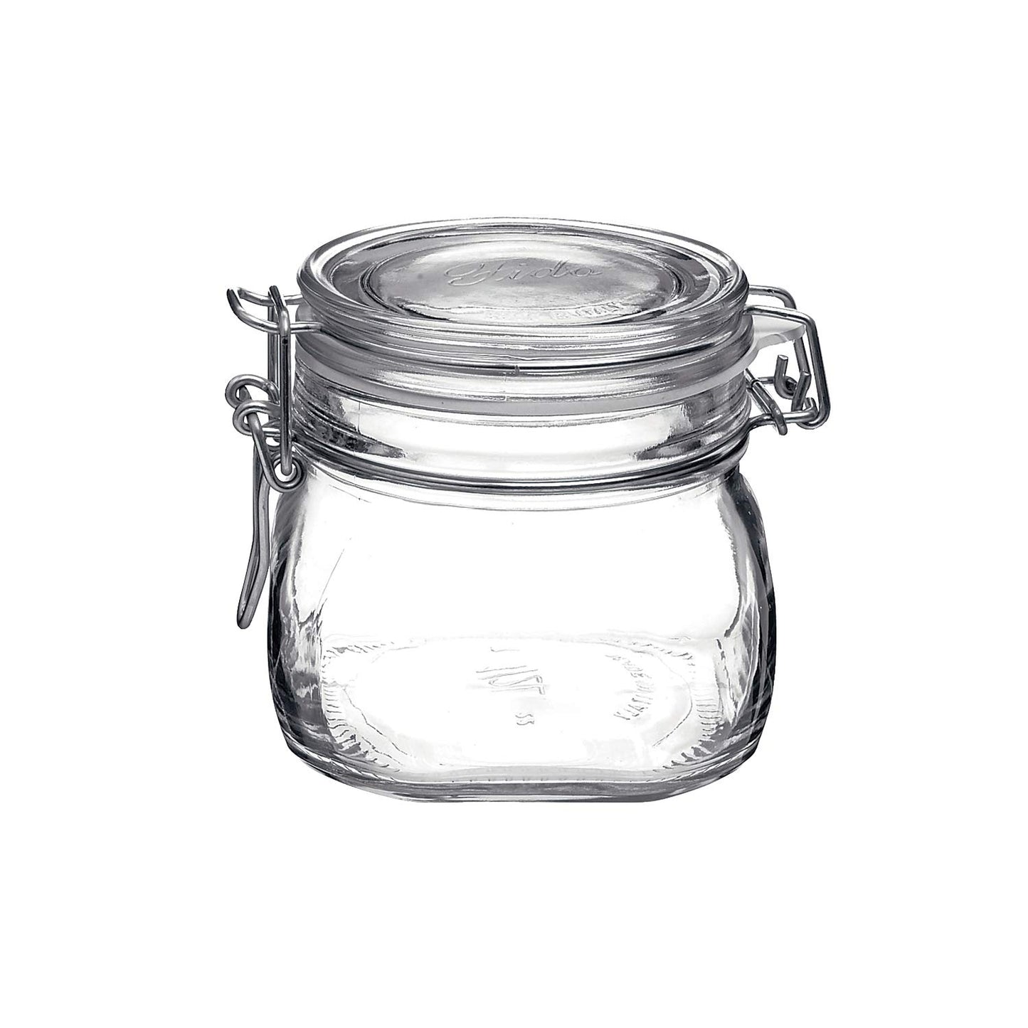 Bormioli Rocco Fido 17.5 Ounce Glass Storage Jars: Airtight Hinged Lid With Leak Proof Gasket, Wide Mouth Food Container - For Zero Waste Air Tight Preserving Jam, Spices, Coffee, Sugar & Herbs