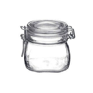 Bormioli Rocco Fido 17.5 Ounce Glass Storage Jars: Airtight Hinged Lid With Leak Proof Gasket, Wide Mouth Food Container - For Zero Waste Air Tight Preserving Jam, Spices, Coffee, Sugar & Herbs