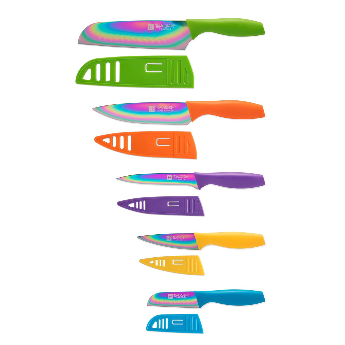 Hampton Forge HMC01E550S Rainbow Titanium – 10 Piece Knife Set with Blade Guards, Stainless Steel
