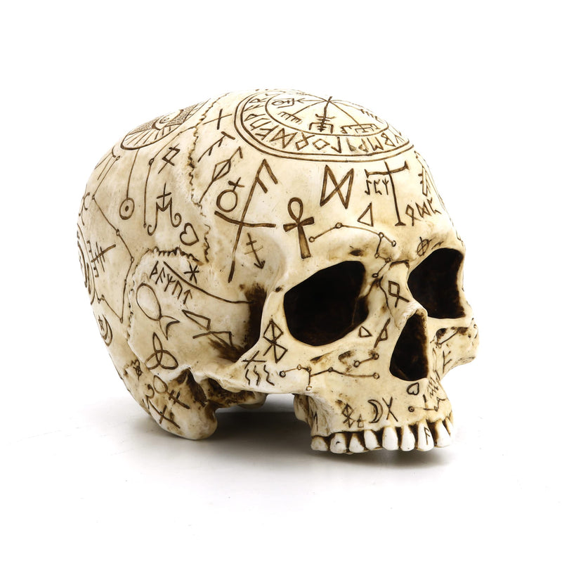 Veronese Design 5 1/4" Mystic Sigils Ritual Skull Resin Sculpture Hand Painted Realistic Finish