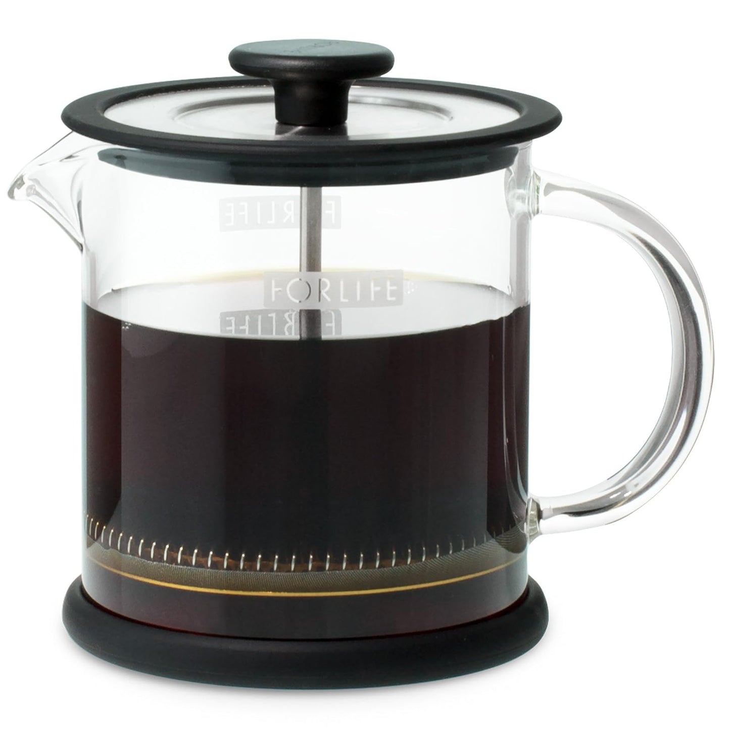 FORLIFE Cafe Style Glass Coffee/Tea Press, 16-Ounce, Black