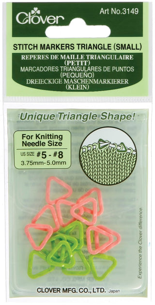 CLOVER Stitch Markers, Triangle, 16-Pieces Small, Pink/Green