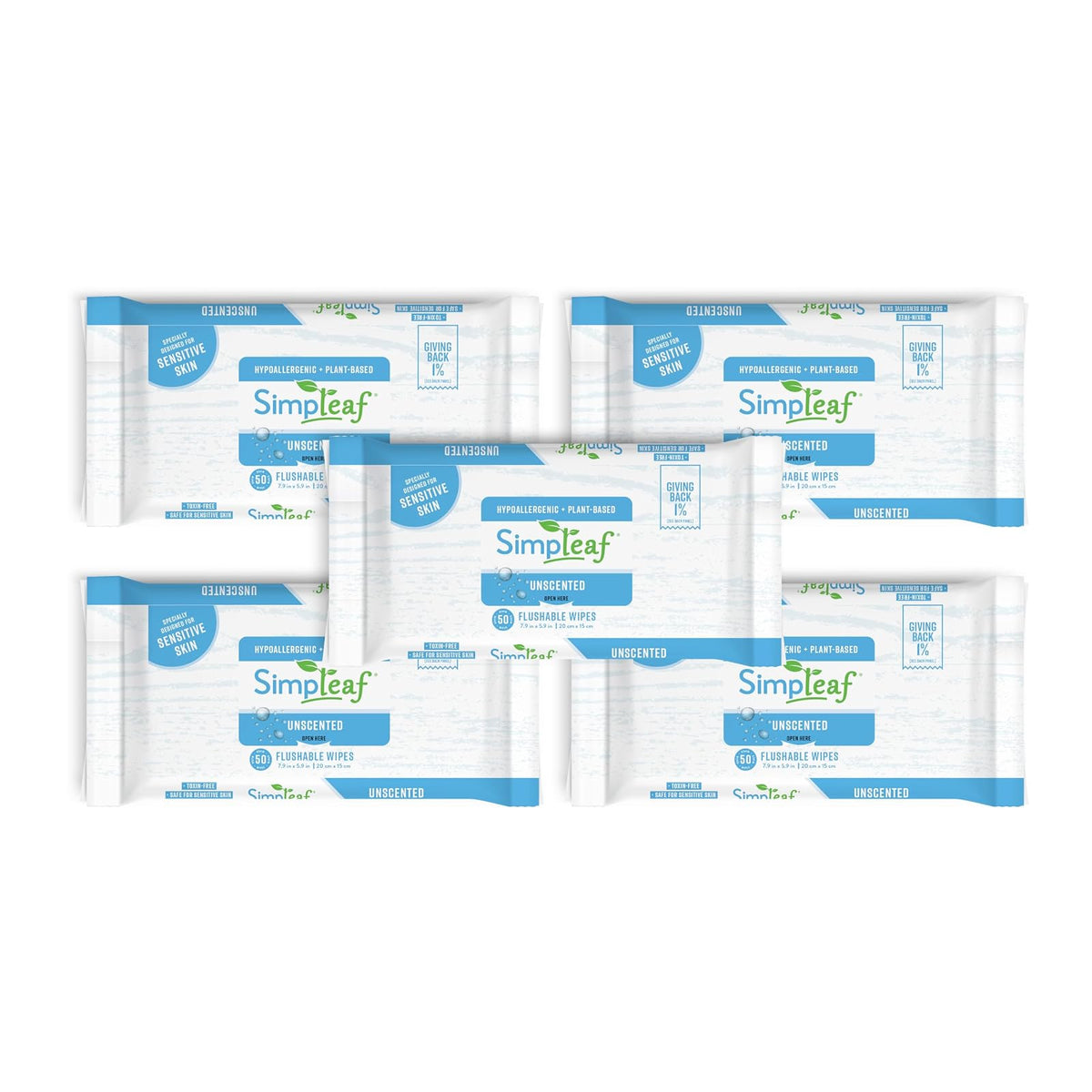 Simpleaf Skin Cleaning Wipe, 50 Count (Pack of 5)
