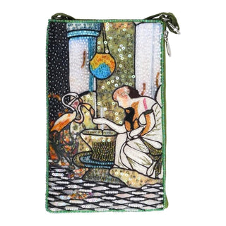 Bamboo Trading Handbag, Multicolor, Feeding Flamingos