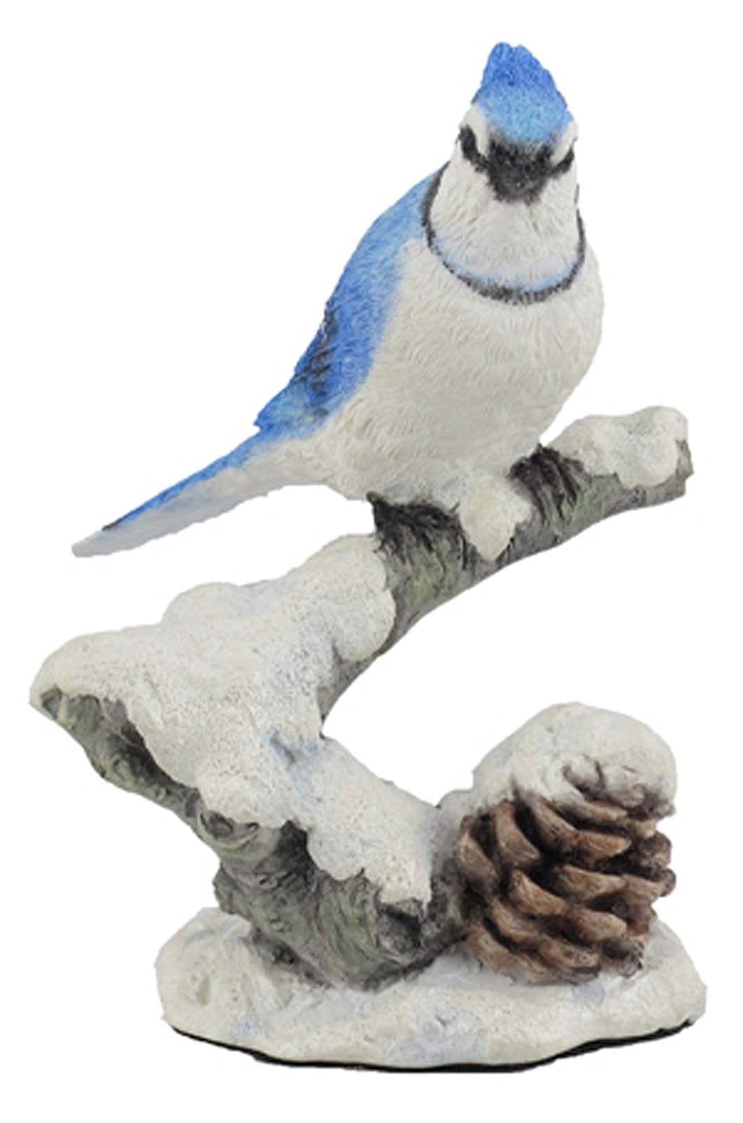Unicorn Studio US 4.75" Blue Jay Bird on Snowy Branch Decorative Figurine, Multicolor