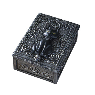 Pacific Trading Giftware Fortune Telling Black Cat Reader Design Sculptural Tarot Box Jewelry Trinket Keepsake Fengshui Lucky Talisman Home Accent Decor 5.25"L