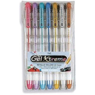 Yasutomo Writing Instrument, 7 Count (Pack of 1), Blue, Green, Gold, Pink, Silve
