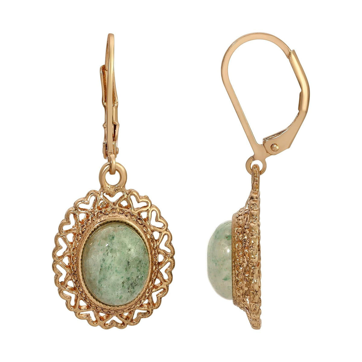 1928 Jewelry Company Earring, 1.5"L x 0.5"W, Green Aventurine