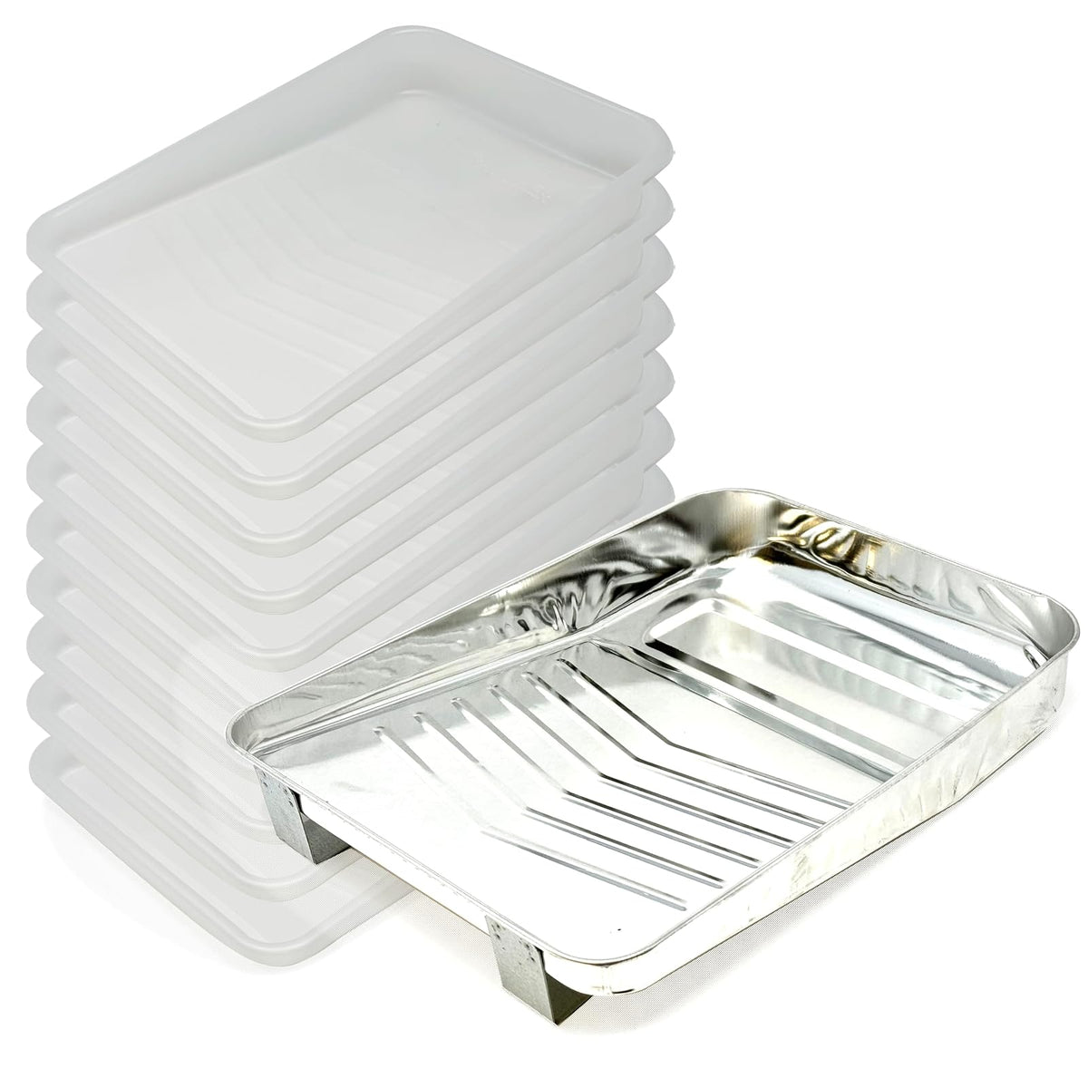 allgala Task Tray, 9IN (Pack of 1+10), Silver