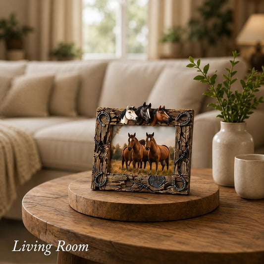 Comfy Hour 10.7 Inch Horse Picture Frame, Western Photo Frame