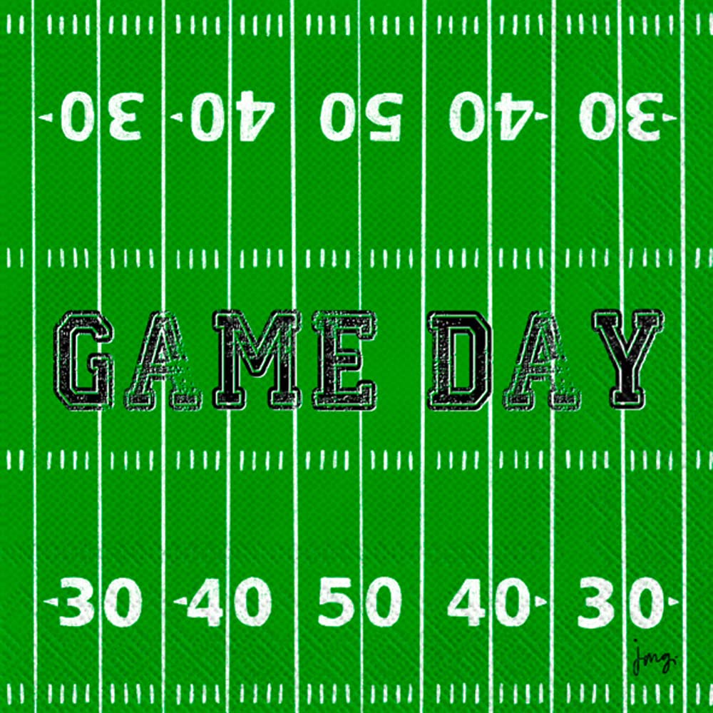 Boston International IHR 3-Ply Paper Napkins, 20-Count Cocktail Size, Game Day Field