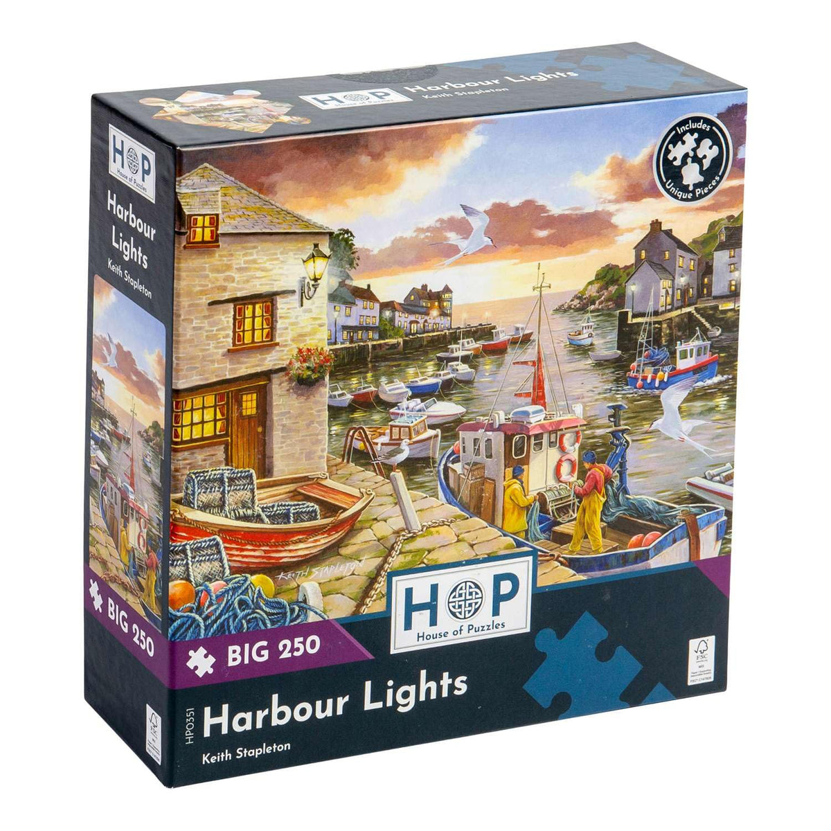 The House of Puzzles - Harbour Lights Jigsaw - Big 250 Piece Jigsaws for Adults & Kids, Extra Large Pieces, Artist Illustrated, Scenic Landscape, Deluxe Puzzle Gifts
