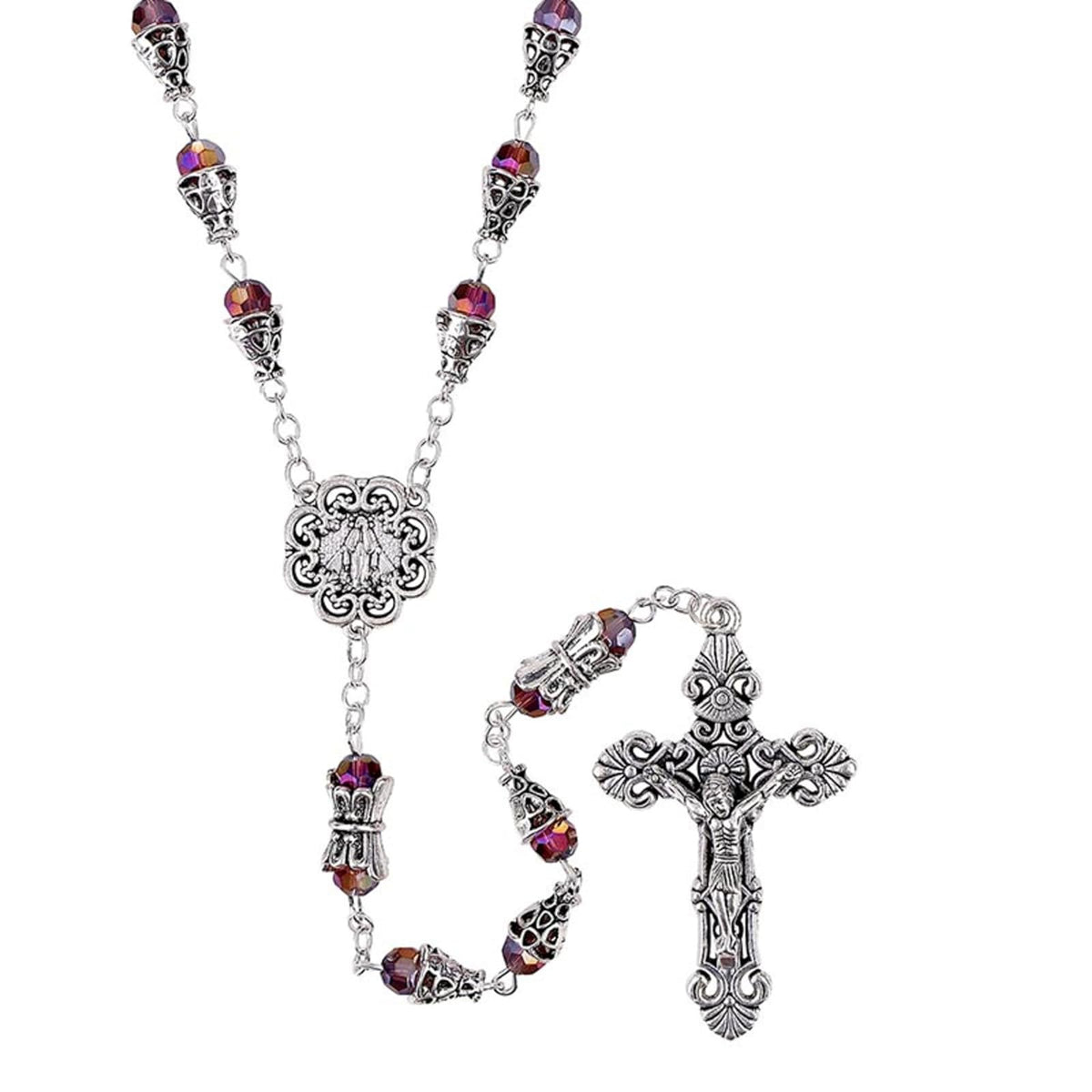 Christian Brands Catholic Necklace, 23" Long, Amethyst
