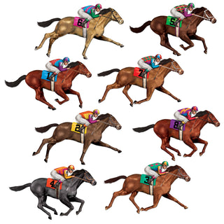 Beistle 8 Piece Printed Plastic Race Horse Prop Wall Decorations