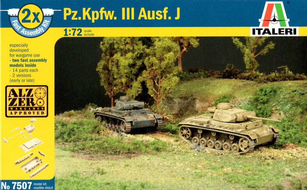 Italeri 7507S Pz.Kpfw.III Ausf.J (2 Fast Assembly Models)