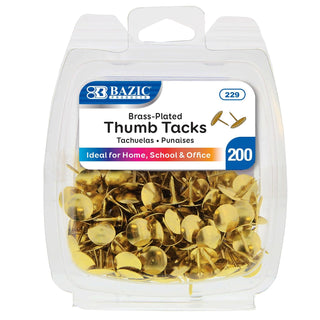 BAZIC Gold Thumb Tacks. 200 Push Pins for Crafts and Office Organization