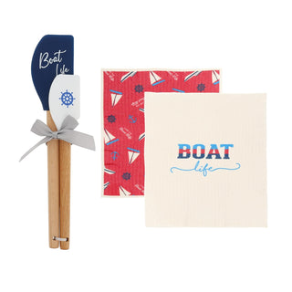 Pavilion Gift Company Towel, 6.75" x 7.75" Dish Clothes 12" & 9.75" Spatulas, Bl