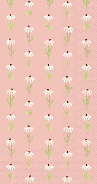 IHR Ideal Home Range Dinner Napkins Disposable 3-Ply Paper Guest Hand Towels, 8.25" x 4.5", Pink Daisy, 16-Count
