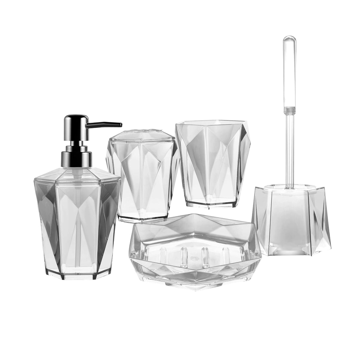 Locco Decor Bathroom Container Set, set of 5, Grey
