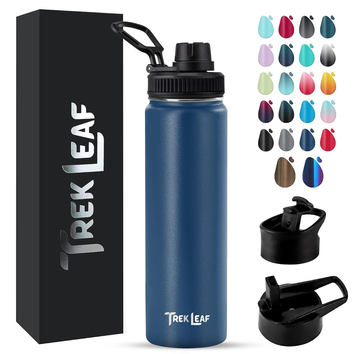 Trek Leaf Bottle, 22 Ounces, Navy Blue