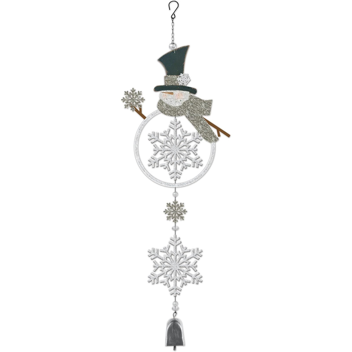 Sunset Vista Designs Hanging Ornament, 26" Long, Silver Snowflake Snowman