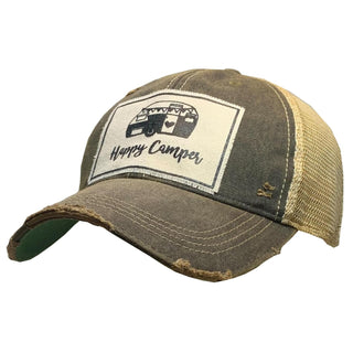VINTAGE LIFE Hat, Happy Camper Black, Trucker Hat