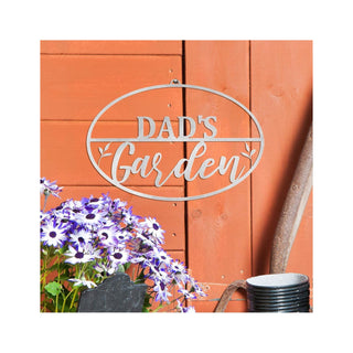 ROCC RUSTED ORANGE CRAFTWORKS CO. Decorative Signage, Dad's Garden Oval, Silver