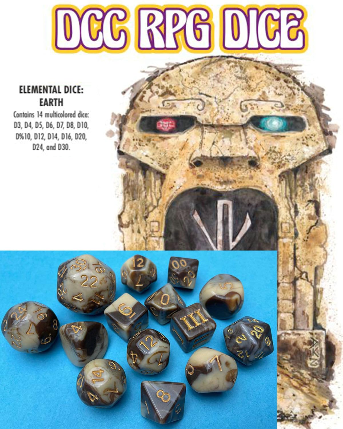 Goodman Games DCC RPG Dice Set Elemental Dice: Earth