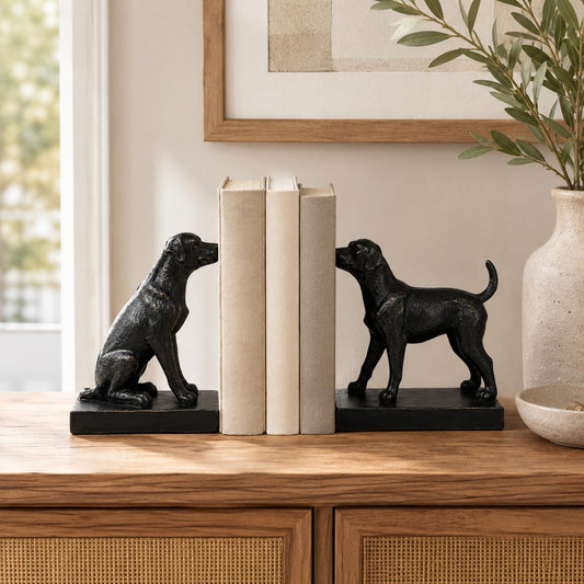 Comfy Hour Farmhouse Home Decor Collection 7" Length 6" Height Set of 2 Labrador Dogs Bookends Art Bookend, 1 Pair, Antique Effect, Copper, Polyresin
