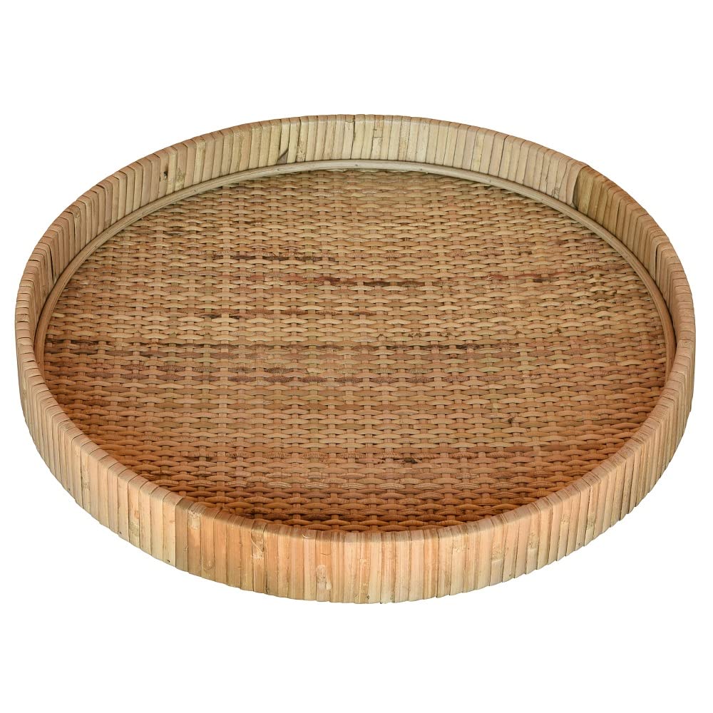 HomArt 5219-0 Cayman Large Tray, 13.50-inch Diameter, Natural, Rattan
