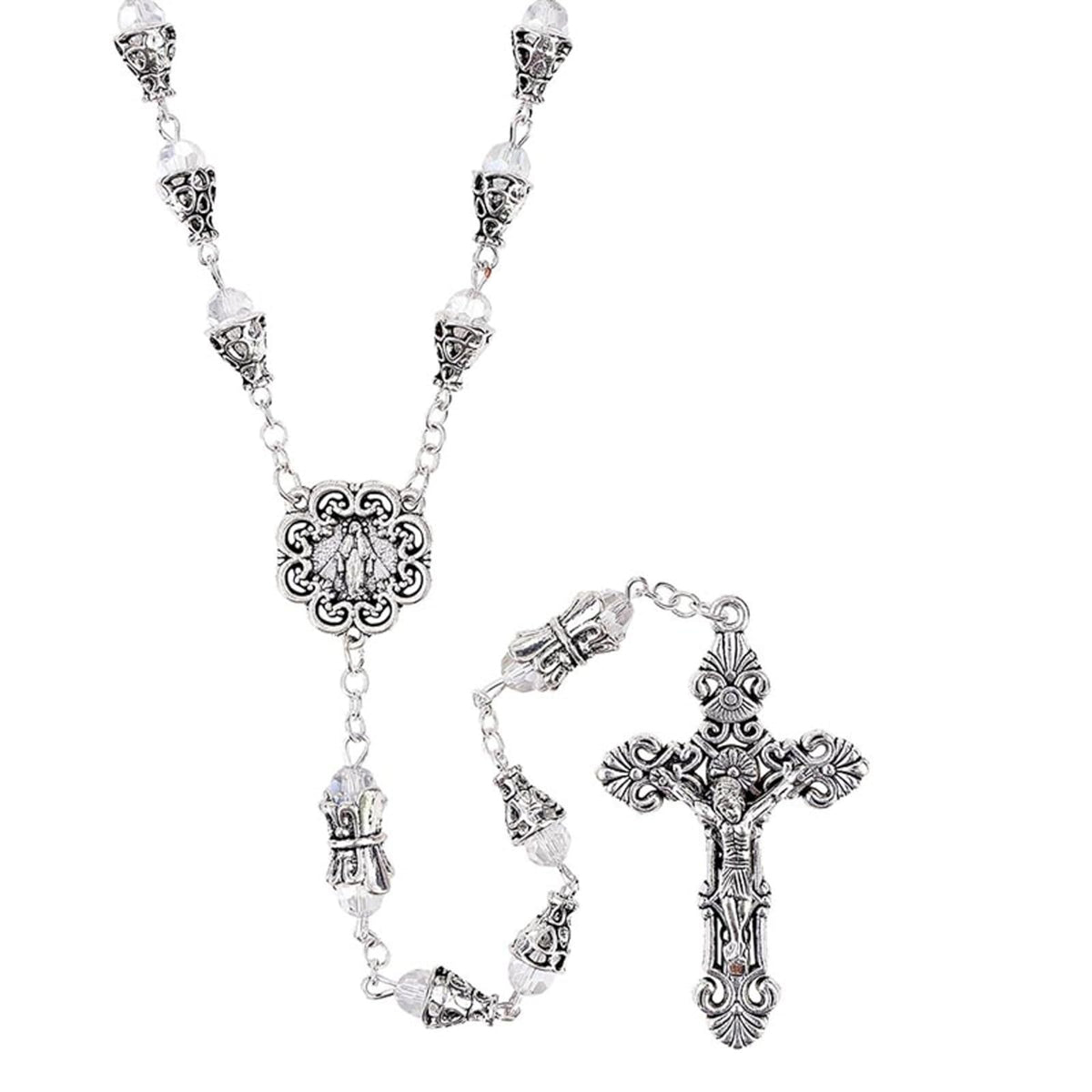 Christian Brands Catholic Necklace, 23" Long, Crystal