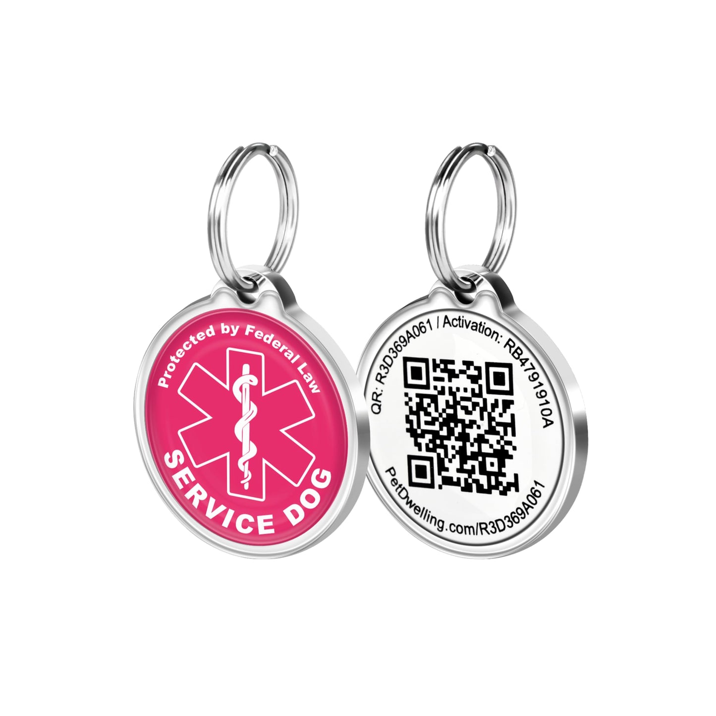 Pet Dwelling 2D QR Code Service Dog ID Tag-Dog Tags-Cat Tags-Online Pet Profile-Instant Email Alert of QR Tag Scanned GPS Location (Pink)